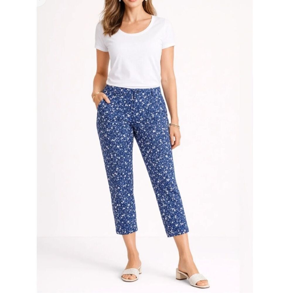 Talbots Blue Floral Cropped Ankle Pants